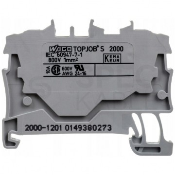 WAGO TOPJOBS 2000-1201 Złączka szynowa 2-przewodowa 1,0mm2 na szynę TH35 szara