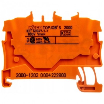 WAGO TOPJOBS 2000-1202 Złączka szynowa 2-przewodowa 1,0mm2 na szynę TH35 pomarańczowa