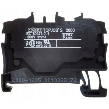 WAGO TOPJOBS 2000-1205 Złączka szynowa 2-przewodowa 1,0mm2 na szynę TH35 czarna