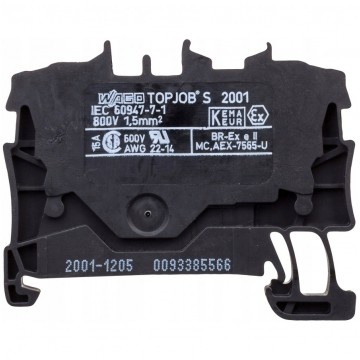 WAGO TOPJOBS 2001-1207 Złączka szynowa 2-przewodowa 1,5mm2 na szynę TH35 czarna