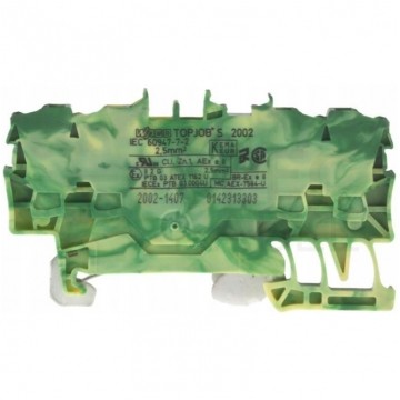 WAGO TOPJOBS 2002-1407 Złączka szynowa 4-przewodowa 2,5mm2 na szynę TH35 żółto-zielona