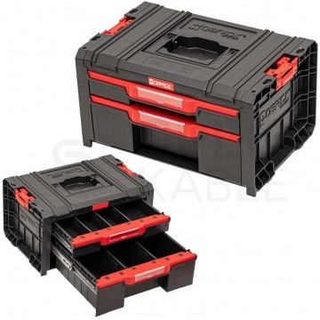 Walizka szafka na narzędzia i akcesoria z 2x przegrodami szufladami 450x310x244 4,5l+9l czarna QBRICK SYSTEM PRO Drawer 2 Toolbox Basic