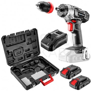 Wiertarko-wkrętarka akumulatorowa 18V Li-Ion z uchwytem samozaciskowym 10mm, 2x Akumulator 2.0Ah, 1x Ładowarka w walizce ENERGY+ GRAPHITE 58G022-SET2