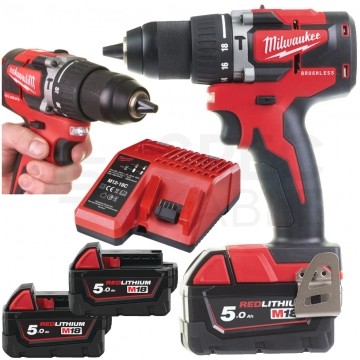 Wiertarko-wkrętarka bezszczotkowa akumulatorowa 18V w walizce z akumulatorami M18 CBLPD-502C M18 MILWAUKEE