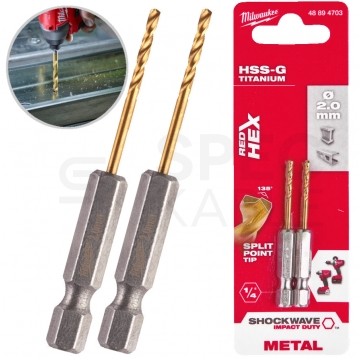 Wiertła do metalu HSS-G TiN walcowane 2x17/59,5mm Zestaw 2szt RED HEX SHOCKWAVE MILWAUKEE