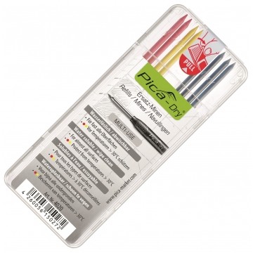 Wkłady zapasowe (8 sztuk) do ołówka PICA 3030 MIX kolorów 2,8mm (rozpuszczalne) PICA-Dry 4020
