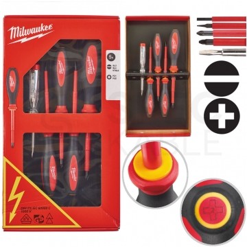 Wkrętaki izolowane 1kV dla elektryka 2xPŁ. + 2xPZ + próbnik napięcia MILWAUKEE zestaw 5 sztuk