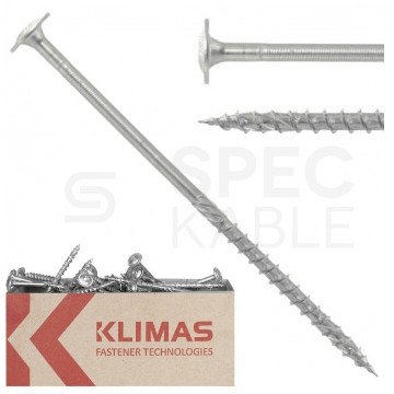 Wkręty ciesielskie z łbem podkładkowym i gniazdem w białym ocynku TORX 8,0x260 mm KLIMAS 50szt