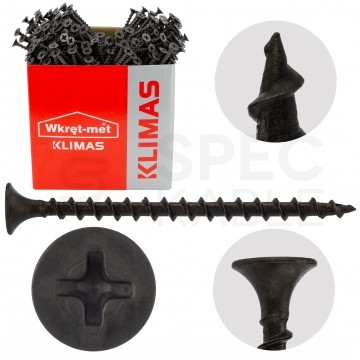Wkręty fosfatowane 3,5x45 mm do mocowania płyt gipsowo-kartonowych do drewna KLIMAS 500szt
