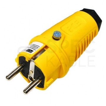 Wtyczka hermetyczna gumowa [2P+Z] Uni-Schuko 230V 16A żółto-czarna IP54 TAURUS2 na kabel do 13,0mm