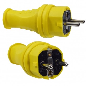 Wtyczka hermetyczna gumowa w kolorze przenośne [2P+Z] 250V 16A żółta IP44 na kabel