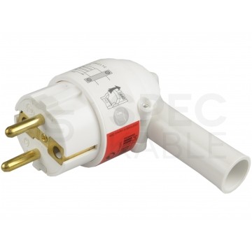 Wtyczka prądowa kątowa z dźwignią [2P+Z] Uni-Schuko 230V 16A biała na kabel LEGRAND