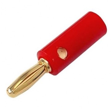 Wtyk głośnikowy typu BANAN skręcany złoty prosty czerwony