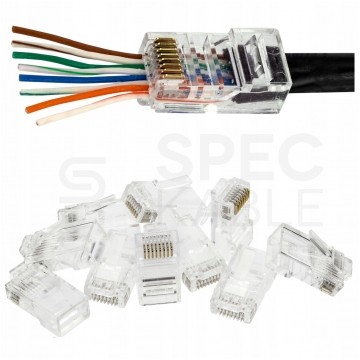 Wtyk modularny RJ45 8P8C kat.5e nieekranowany UTP drut przelotowy NEKU WORECZEK 10szt.