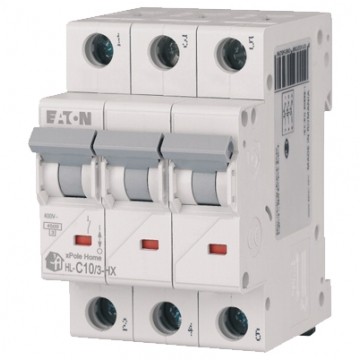 Wyłącznik nadprądowy S bezpiecznik 3-fazowy C10 (C 10A) 3-biegunowy 3P (230/400V AC) 3-modułowy EATON