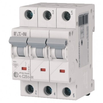 Wyłącznik nadprądowy S bezpiecznik 3-fazowy C25 (C 25A) 3-biegunowy 3P (230/400V AC) 3-modułowy EATON