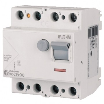 Wyłącznik różnicowoprądowy RCD 3-fazowy 63A 30mA typ AC 4-biegunowy 4P (230V / 400V AC) 4-modułowy EATON