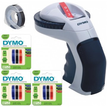 Wytłaczarka etykiet DYMO OMEGA dla domu, warsztatu, Home Office [s0717930 / 2174601] + 10 taśm DYMO 3D 9mm