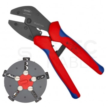 Zaciskarka Praska do końcówek kablowych 0,25-10mm2 z magazynkiem + 5 wymiennych matryc MultiCrimp KNIPEX 97 33 02