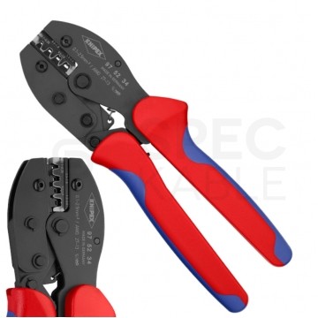 Zaciskarka Praska do końcówek kablowych nieizolowanych 0,1-2,5mm2 PreciForce KNIPEX 97 52 34 do konektorów nasuwkowych 2,8mm i 4,8mm bez izolacji