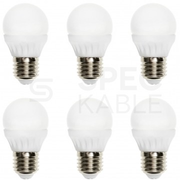 Żarówka LED E27 230V 6W kula 520lm ciepła [komplet 6szt]