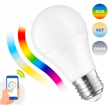 Żarówka LED GLS Smart E27 230V 9W 850lm CCT/RGB ściemnialna Tradycyjna sterowana WIFI spectrum LED