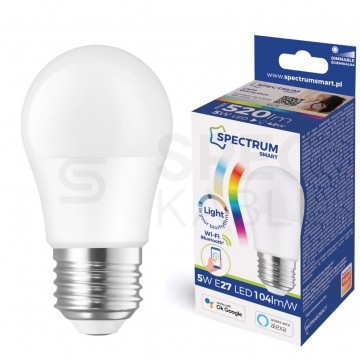 Żarówka LED Smart E27 230V 5W 520lm CCT/RGB ściemnialna Kulka sterowana WIFI i Bluetooth spectrum LED