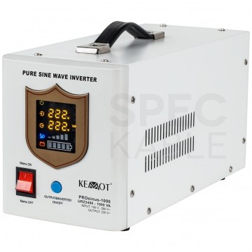 Zasilacz awaryjny UPS przetwornica PRO sinus 12V/230V AVR 700W / 1000VA 10A biały KEMOT do centralnego ogrzewania (pieca CO, pompy, itp.)