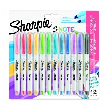 Zestaw 12 pastelowych zakreślaczy 2w1 Sharpie S-Note MIX kolorów (ścięta końcówka)