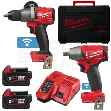 Zestaw 2 narzędzi akumulatorowych M18 FUEL + latarka + akcesoria POWERPACK ONE-KEY MILWAUKEE