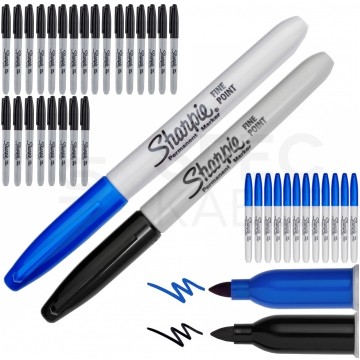 Zestaw 24 Markerów permanentnych Sharpie Fine czarny [S0810930] + gratis 12 Markerów niebieskich [S0810950] (końcówka 1,0mm)