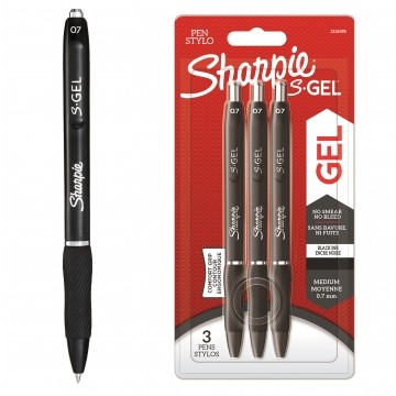 Zestaw 3 Długopisów żelowych Sharpie S-GEL czarnych (końcówka 0,7mm)