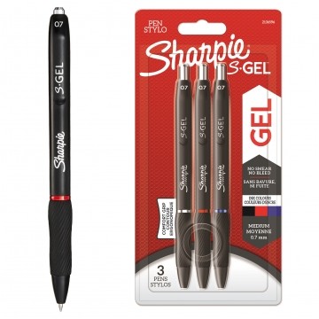 Zestaw 3 Długopisów żelowych Sharpie S-GEL MIX kolorów [czarny, niebieski, czerwony] (końcówka 0,7mm)