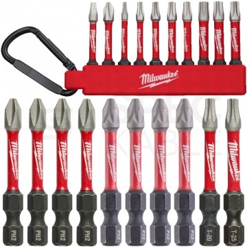 Zestaw bitów udarowych 10szt. breloczek z karabińczykiem Shockwave Impact Duty MILWAUKEE