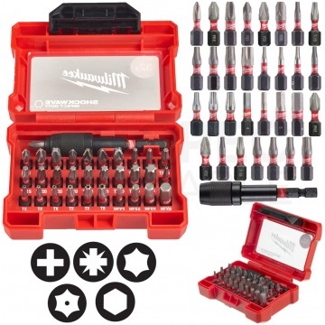 Zestaw bitów udarowych 32szt. z uchwytem SHOCKWAVE 1/4'' Hex 73mm w kasecie Shockwave Impact Duty MILWAUKEE
