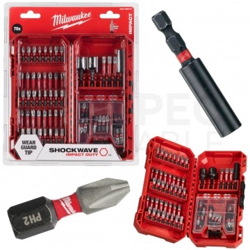 Zestaw bitów udarowych 70szt. z uchwytem do bitów oraz nasadkami udarowymi w kasecie Shockwave Impact Duty MILWAUKEE