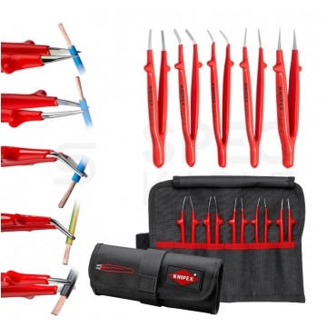 Zestaw Pincet uniwersalnych izolowanych VDE 1kV dla elektryka (5szt w etui) KNIPEX 92 00 04