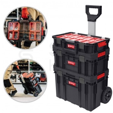 Zestaw skrzynek modułowych na kółkach 3w1: organizer Two Organizer Plus + skrzynka Two Toolbox Plus + skrzynia na kołach Pro Cart Qbrick System TWO SET plus 2