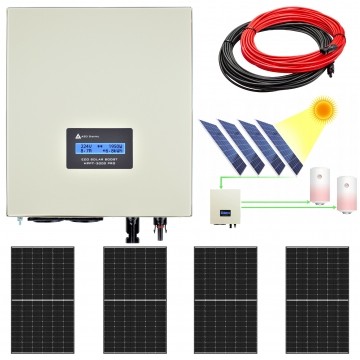 Zestaw solarny 1650W do grzania wody w bojlerach: Przetwornica ECO Solar Boost MPPT-3000 PRO 3,5kW + 4x Panel solarny monokrystaliczny 410W + 2x25mb kabel solarny 4mm2 + złącza MC4