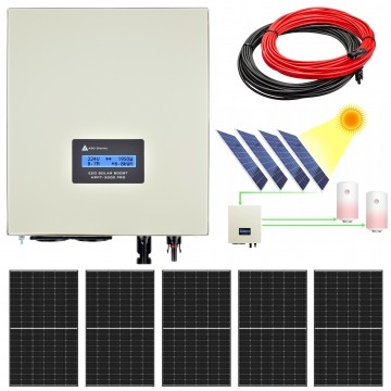 Zestaw solarny 2050W do grzania wody w bojlerach: Przetwornica ECO Solar Boost MPPT-3000 PRO 3,5kW + 5x Panel solarny monokrystaliczny 410W + 2x25mb kabel solarny 4mm2 + złącza MC4