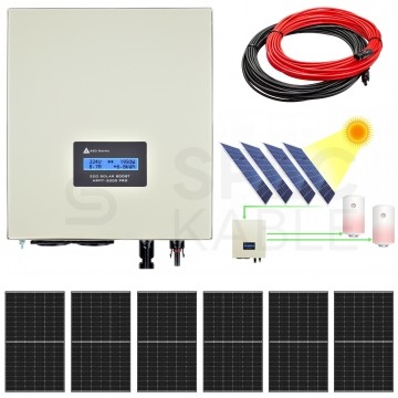 Zestaw solarny 2580W do grzania wody w bojlerach: Przetwornica ECO Solar Boost MPPT-3000 PRO 3.5kW + 6x Panel solarny monokrystaliczny 430W + 2x25mb kabel solarny + złącza MC4