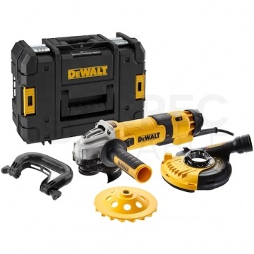 Zestaw Szlifierka kątowa sieciowa 230V 1500W, suwak NO-VOLT, do szlifowania i cięcia, tarcza 125mm 10000 obrotów/min M14 + walizka TSATK II + tarcza diamentowa 125mm DWE4257KT DeWALT