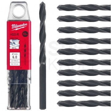 Zestaw wierteł do metalu HSS-R walcowane 6x93mm 10szt. MILWAUKEE