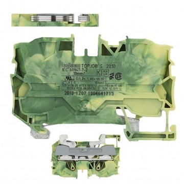 Złączka szynowa 2-przewodowa 10mm2 na szynę TH35 żółto-zielona PE 2010-1207 WAGO TOPJOBS