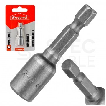 Bit do wkrętarki SW-8 50mm z magnesem 1/4" HEX pod wkręty z łbem 6-kątnym KLIMAS