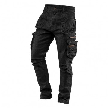 Długie spodnie monterskie, robocze 5-kieszeniowe DENIM jeansowe czarne rozmiar L/52 NEO 81-233-L