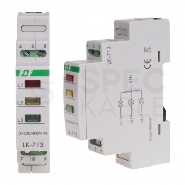 F&F Lampka modułowa sygnalizacyjna (kontrolna) LED 3x Zielona 3-fazowa 230/400V AC/DC