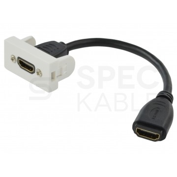 Gniazdo HDMI 1.4 z przewodem 15cm moduł 1M 22,5x45 biały Mediabox