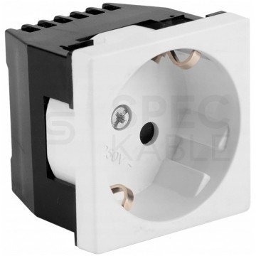 Gniazdo zasilające 230V [2P+Z] 2M 45x45 białe z przesłonami Mediabox Schuko MEKS