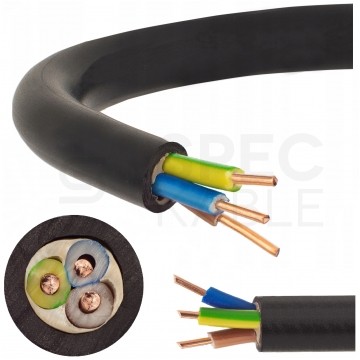 Kabel energetyczny ziemny YKY 3x1mm2 czarny 0,6/1kV drut Elektrokabel